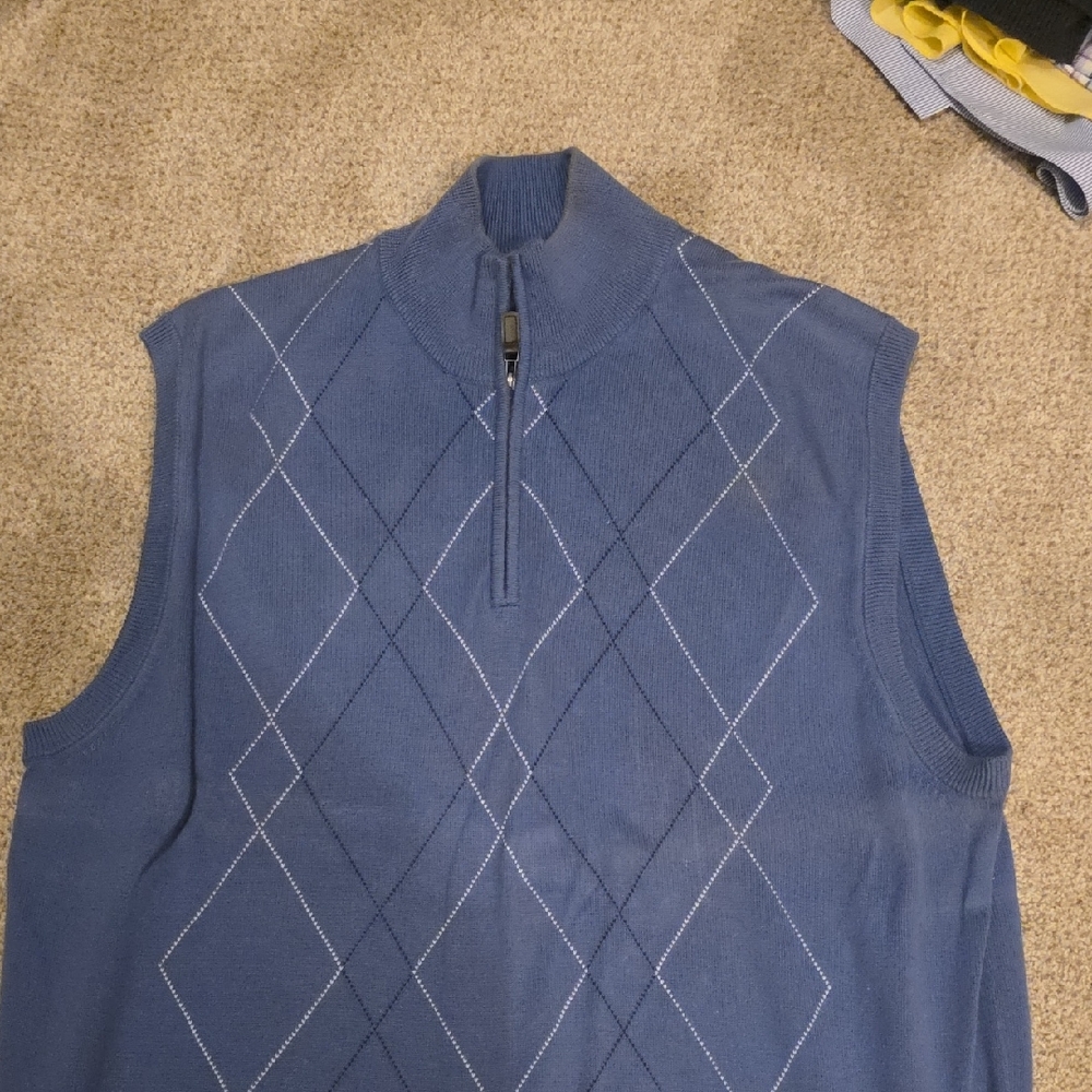 Jos. A. Bank Blue Zip Up Sweater Vest